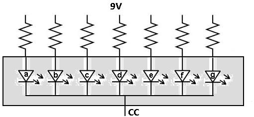 7 segment common cathode led display resistor calculator
