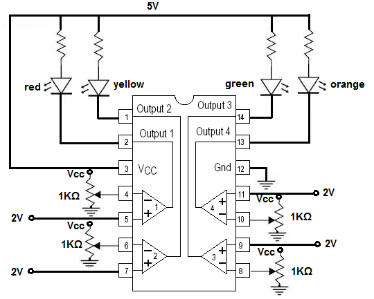 LM339 quad voltage comparator circuit