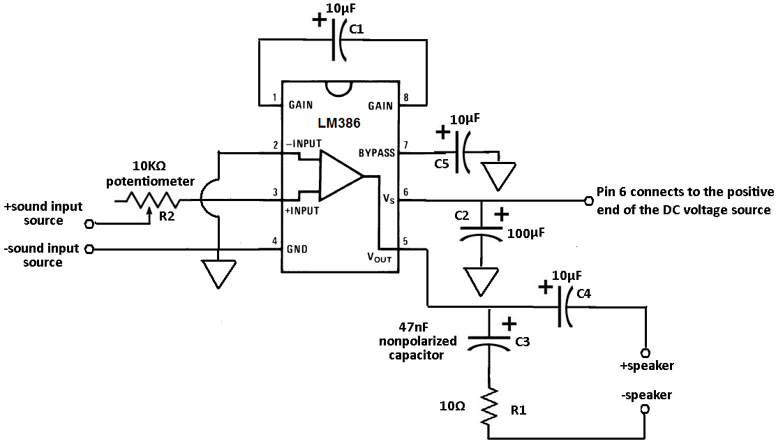 How To Connect A Lm386 Audio Amplifier Chip To A Circuit