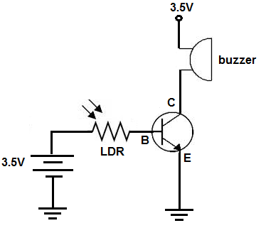 Light-activated buzzer circuit