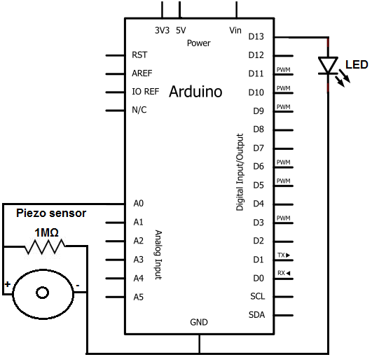 Piezo knock sensor circuit schematic