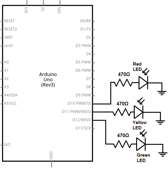 Arduino traffic light circuit